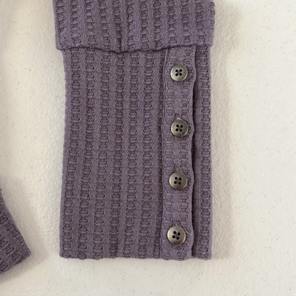 Chaser Dark Lavender Waffle Knit Long Sleeve Top Sz L - Picture 4 of 6